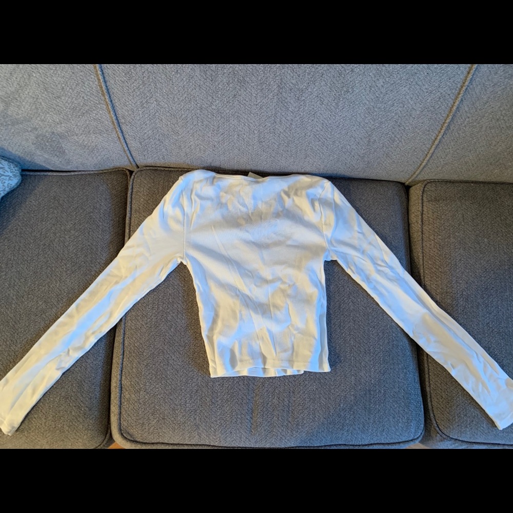 Cream button down crop top